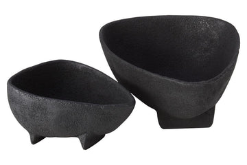 Deriva Set Of 2 Textured Black Bowls