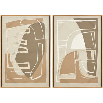 Astratto Set Of 2 Neutral Multi Colour Wall Art