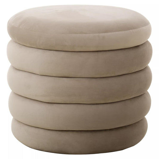 Helen Mink Velvet Round Footstool