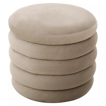 Helen Mink Velvet Round Footstool