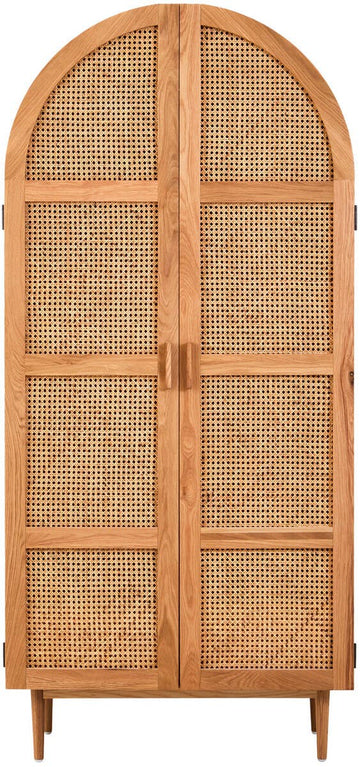 Lyon 2 Door Natural Rattan And Oak Cabinet